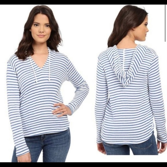 splendid blue and white striped hooded pullover size large - Picture 5 of 5